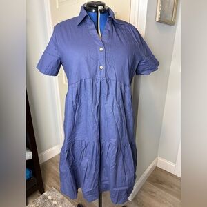 Blue Button-Down Women Short Sleeve Dress  size Xl K